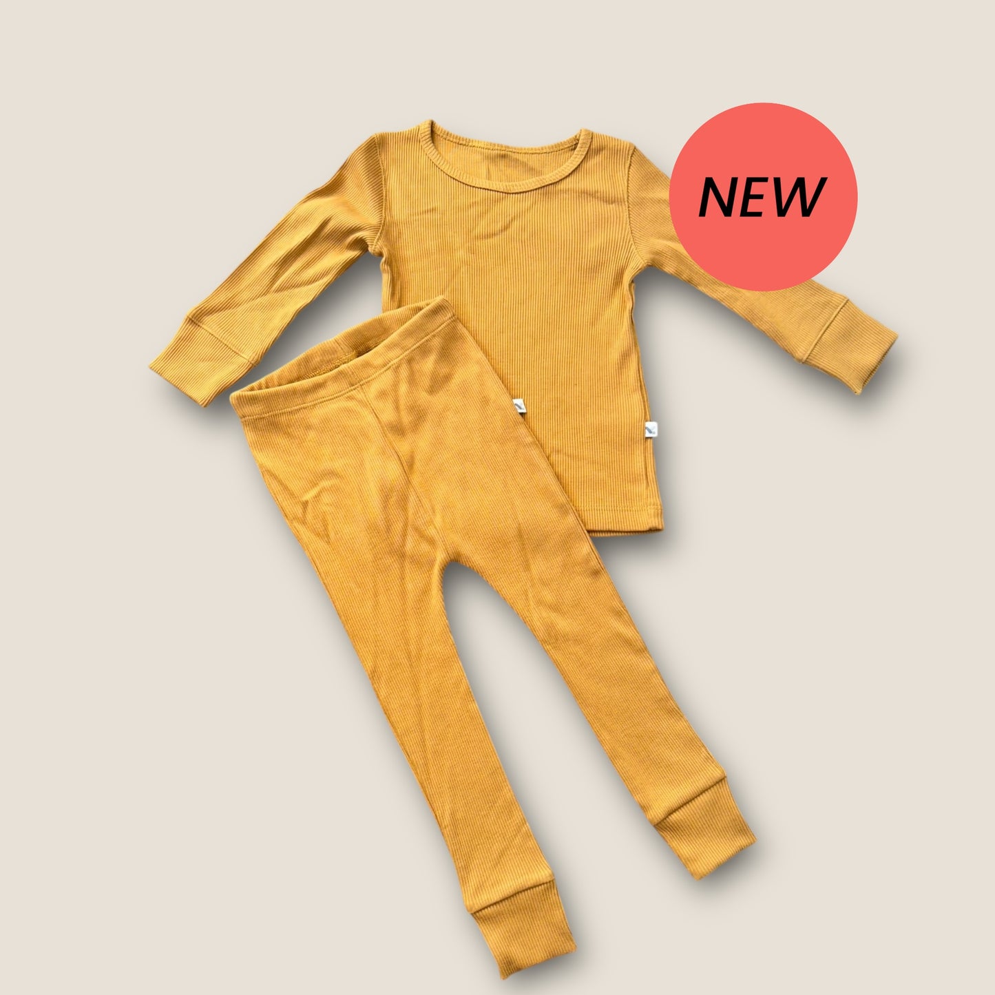1-2 Years Kidly Mustard Yellow Ribbed Jersey Top and Leggings Co Ord Set New