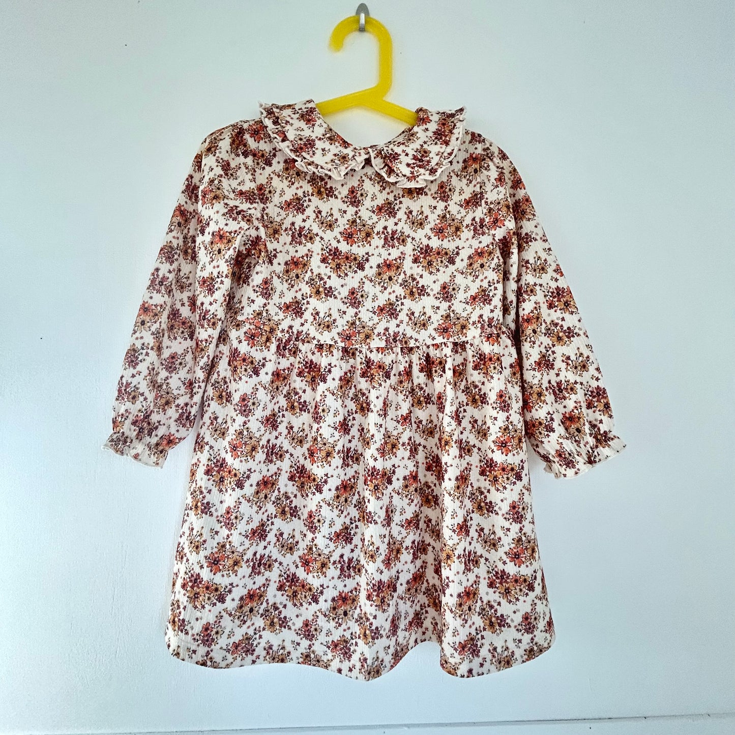 3-4 Years Matalan Orange Floral Dress With Collar