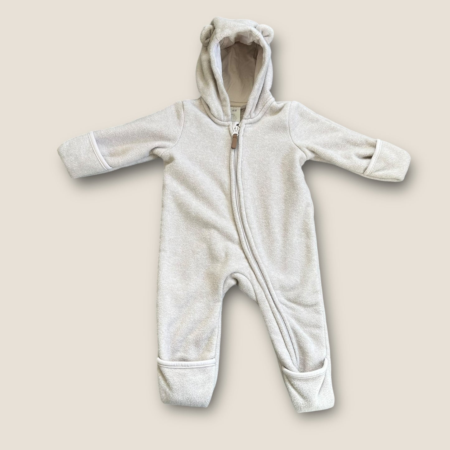 2-4 Months H&M Unisex Beige Fleece Jacket All in One Snow Suit
