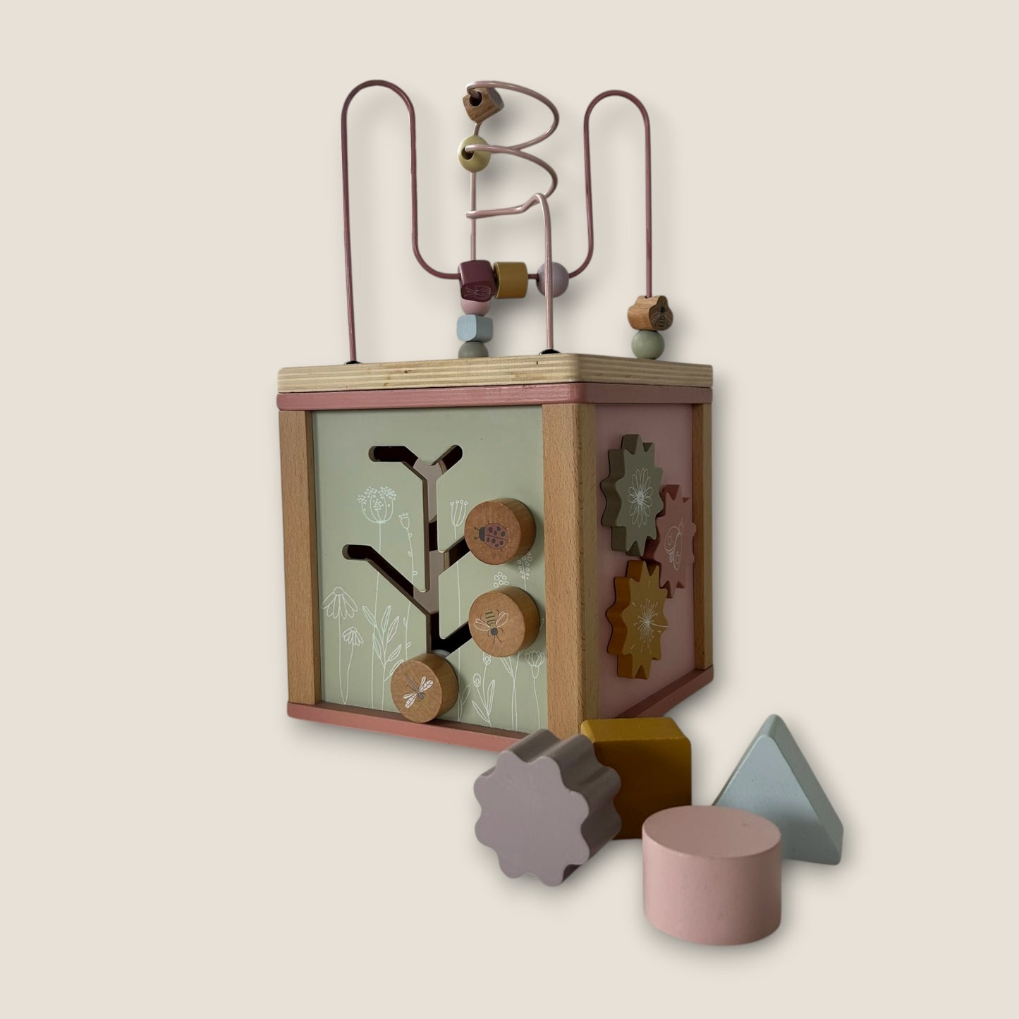 Little Dutch Pink Wooden Shape Sorting Activity Cube