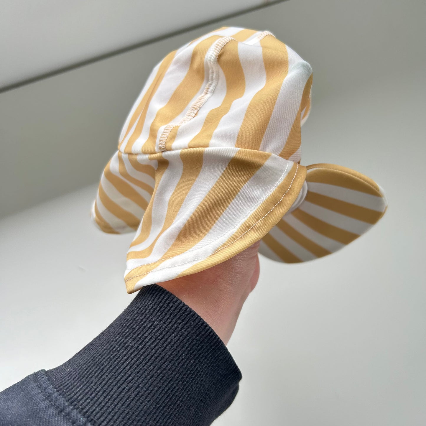 0-6 Months Mustard Yellow Striped Swimming Hat