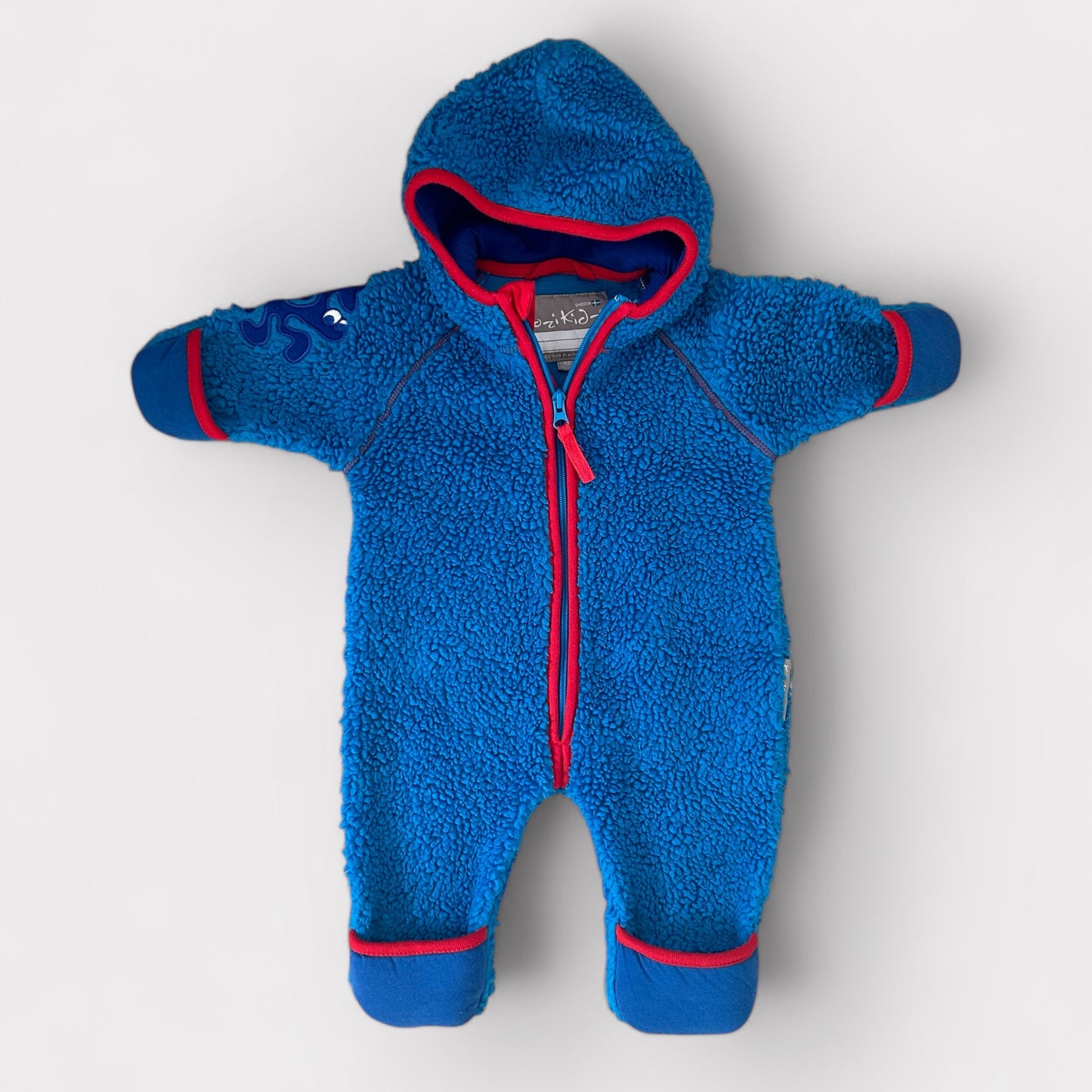 0-3 Months Kozi Kidz Blue Borg Fluffy Snowsuit Pram suit