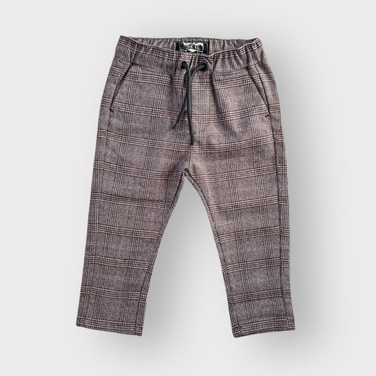 6-9 Months Next Brown Checkered smart joggers Trousers