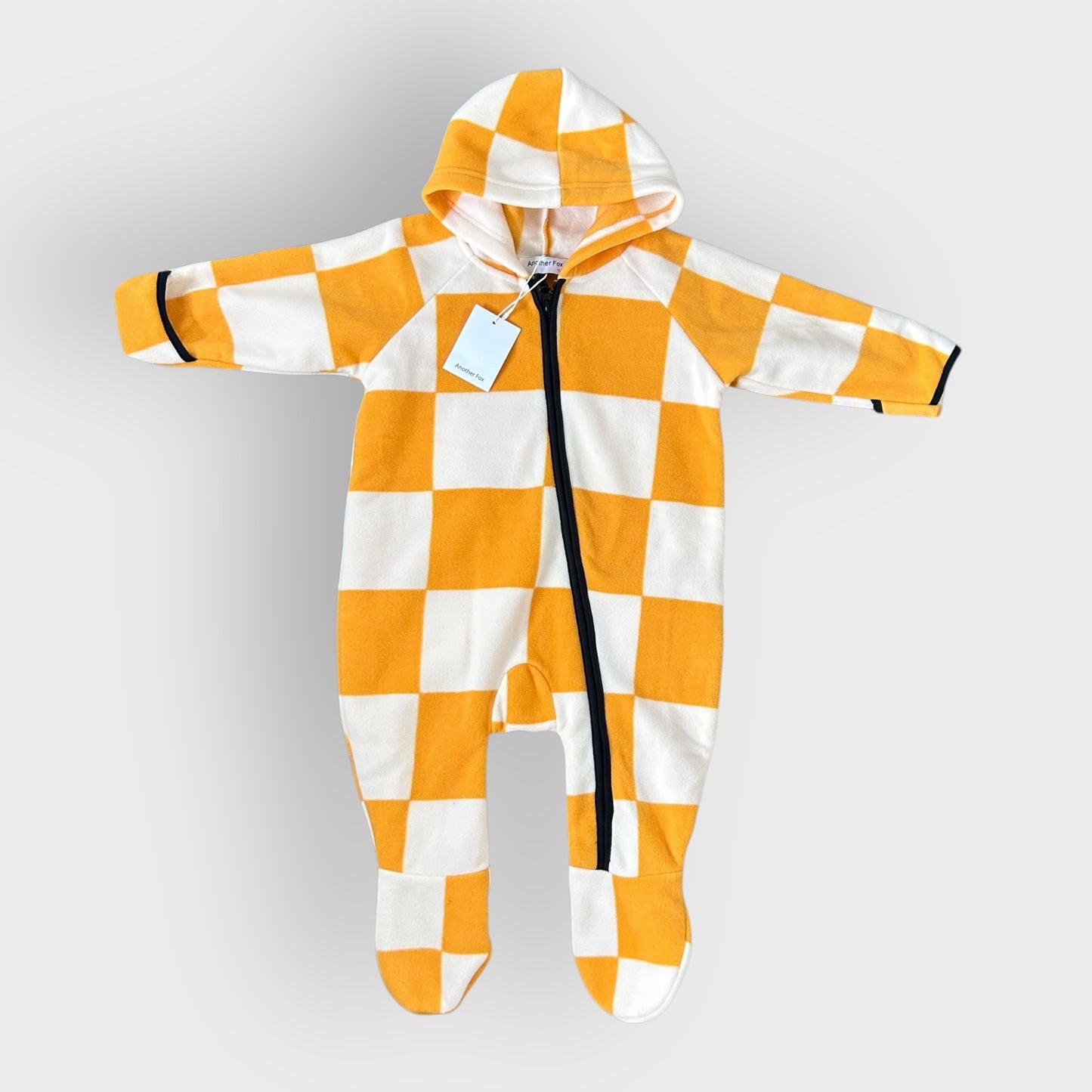 1-2 Years Another Fox Yellow Checkerboard Fleece Pram Suit New