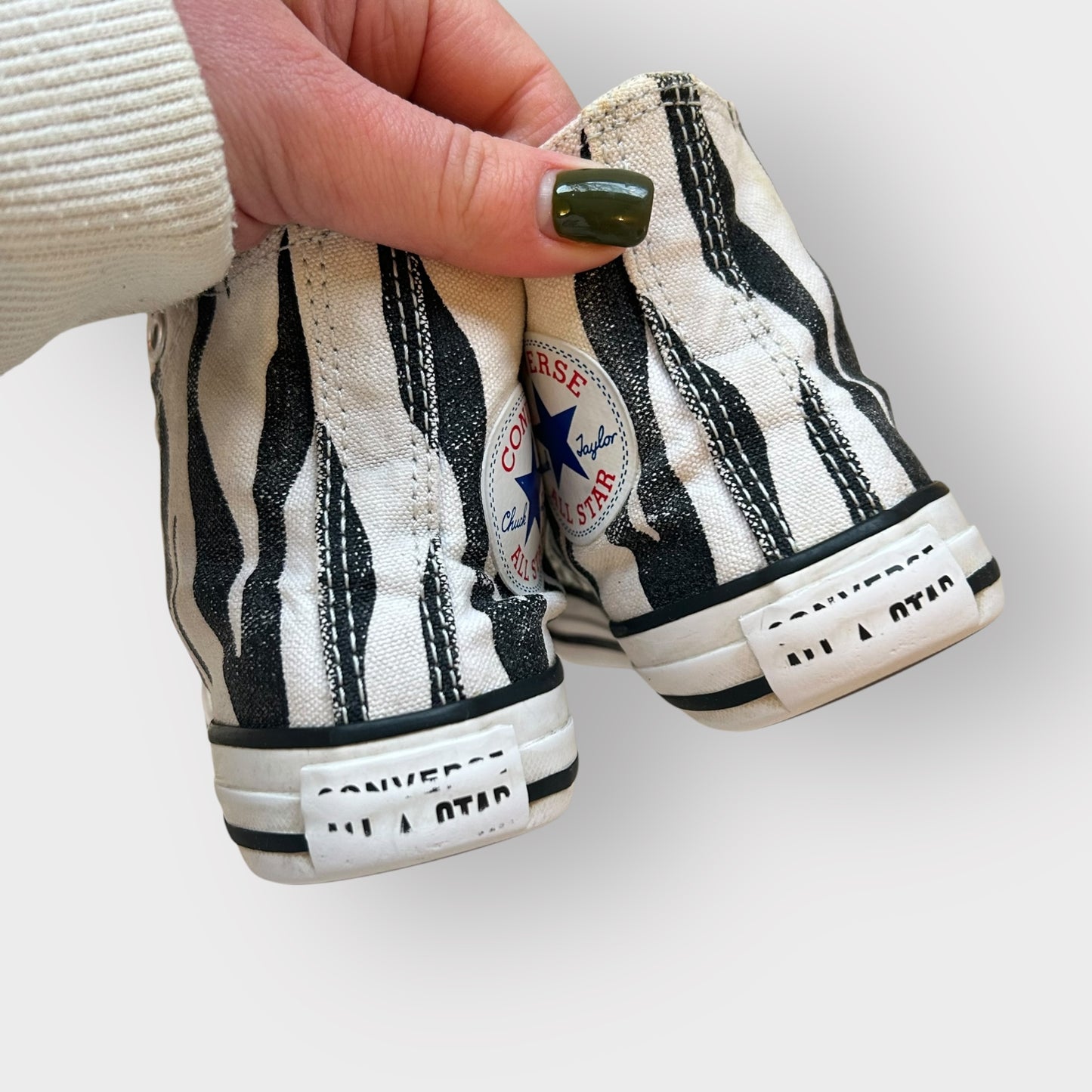 UK 11 Kids Converse Zebra Print High Tops Trainers