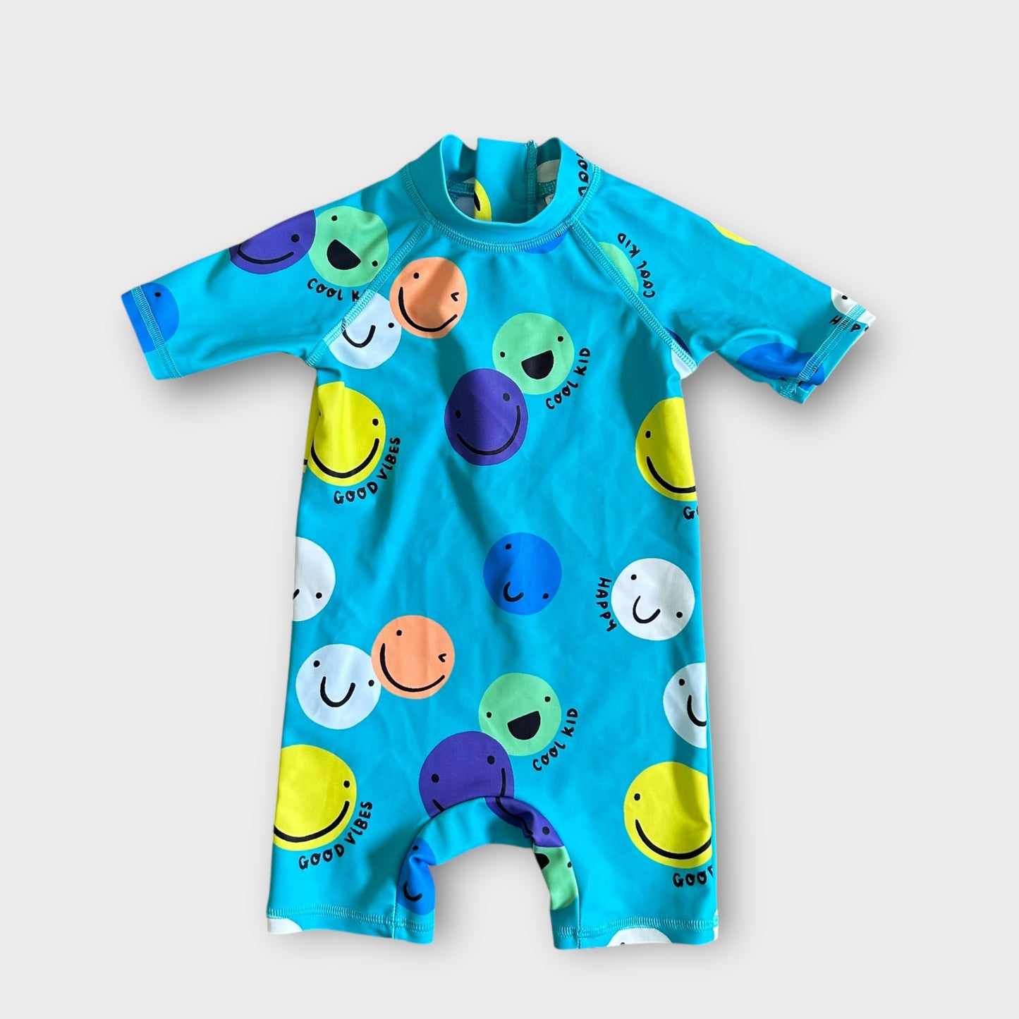 9-12 Months Next Boys Turquoise Green Smiley Faces SwimSuit