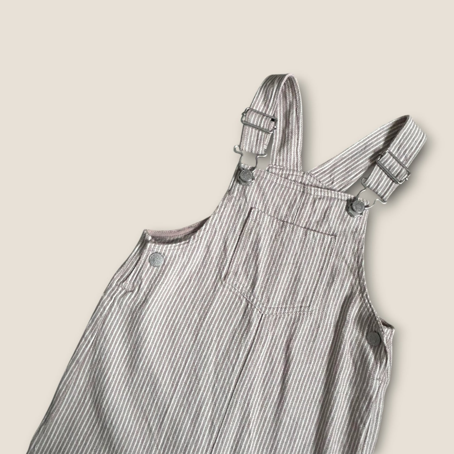 2-3 Years M&S Beige PinStripe Denim Dungarees