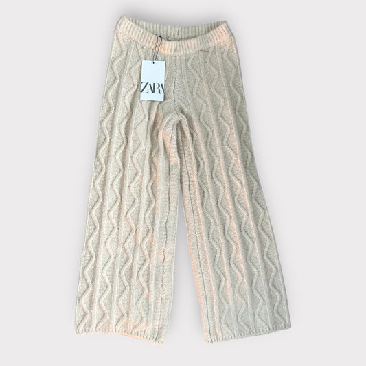 6-7 Years Zara Cream Cable Knit Wide Leg Trousers