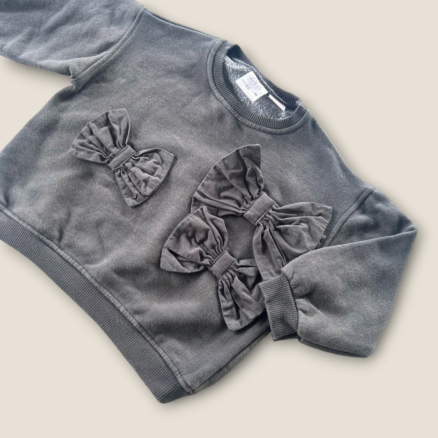 2-3 Years Zara Charcoal Grey Bows Sweatshirt