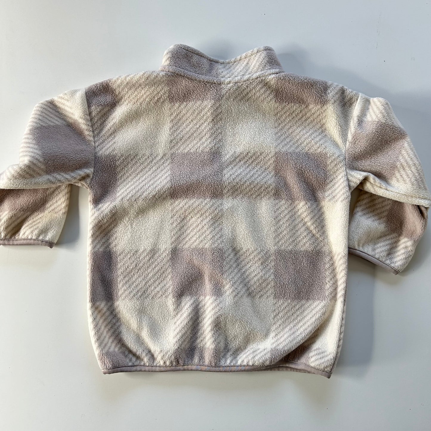 12-18 Months H&M Cream and Grey Neutral Checkered Fleece Jacket