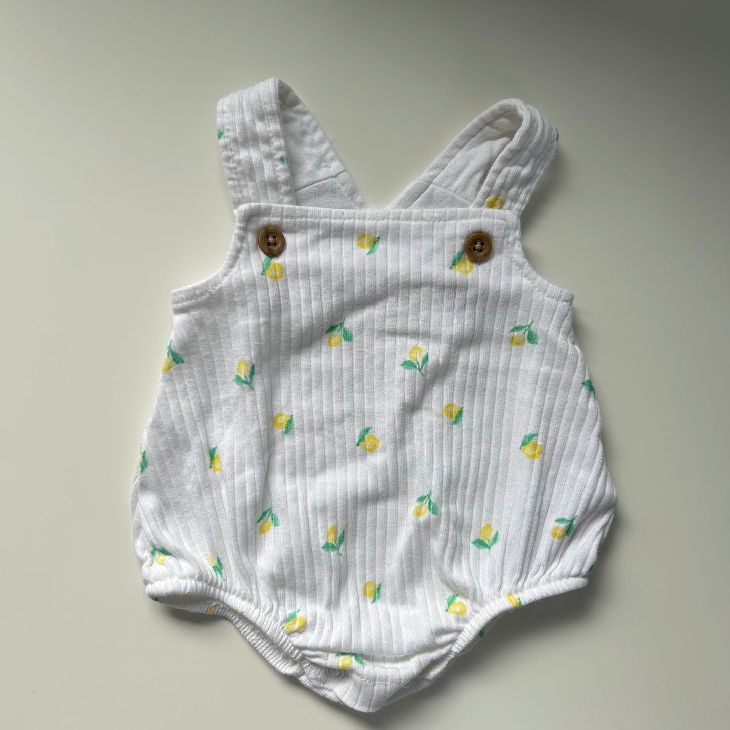 Newborn Primark White Lemons Printed Ribbed Romper Suit