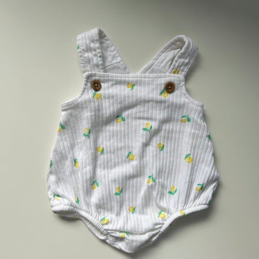 Newborn Primark White Lemons Printed Ribbed Romper Suit