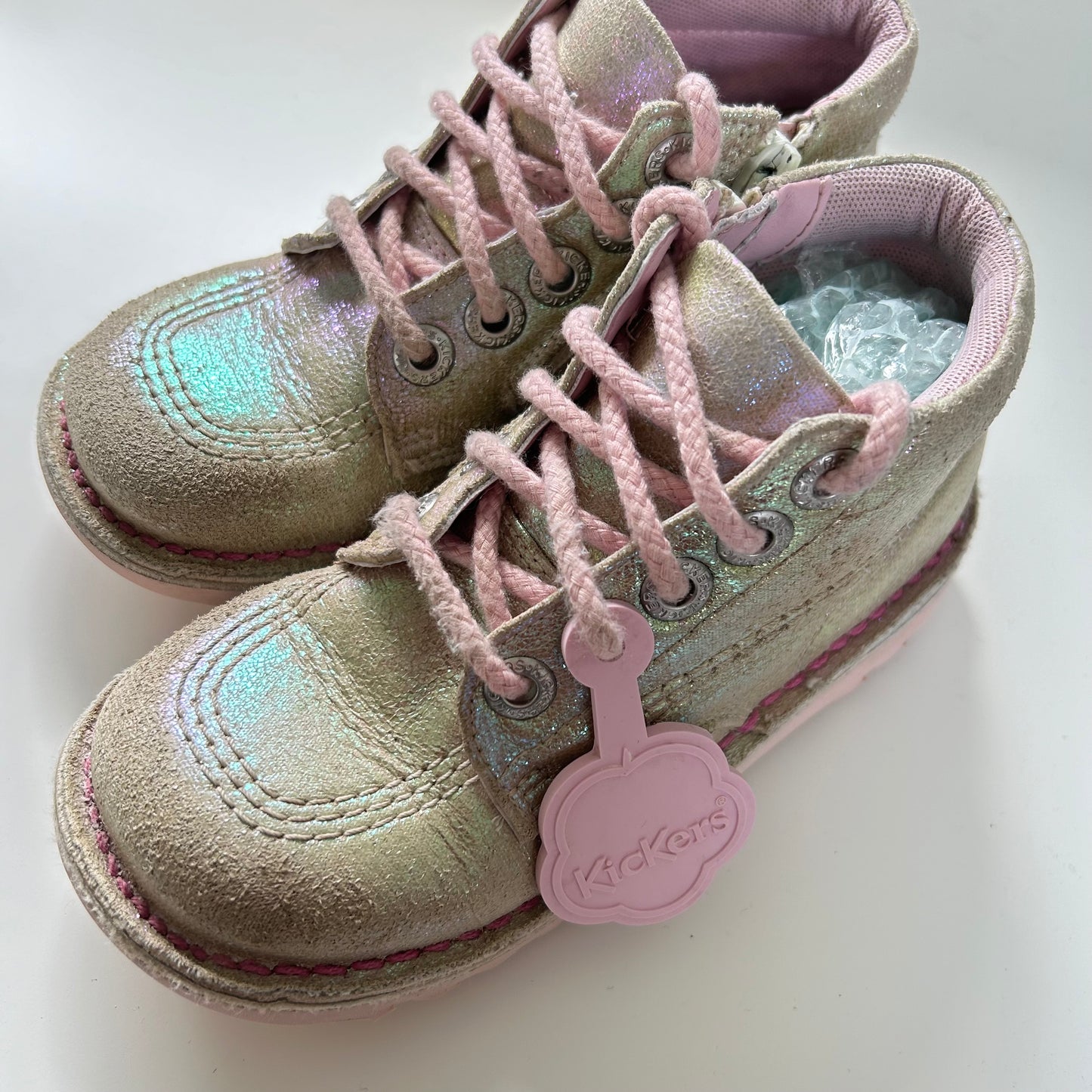 UK infant 12 EU 30 Kickers Boots Pink Pearlescent Shoes