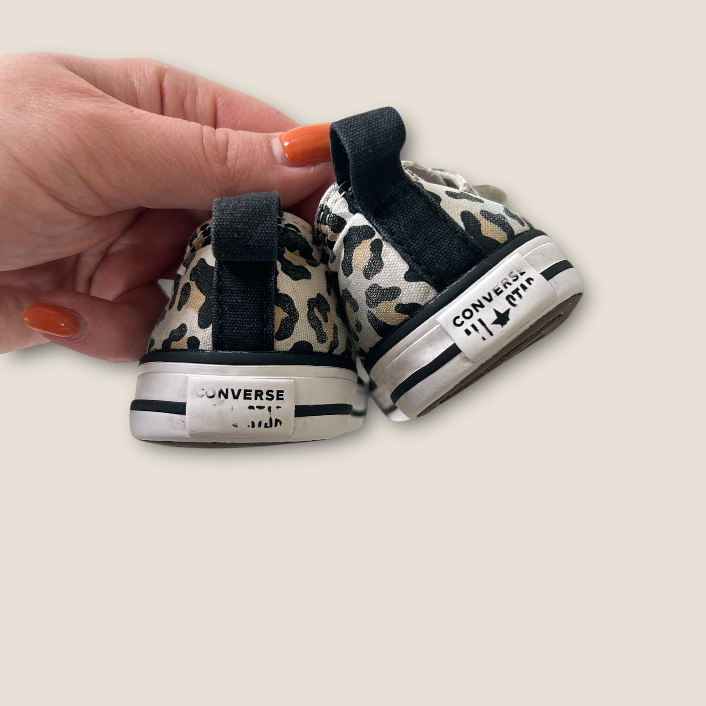 UK Infant Size 9 Leopard Print Low Converse Velcro Trainers