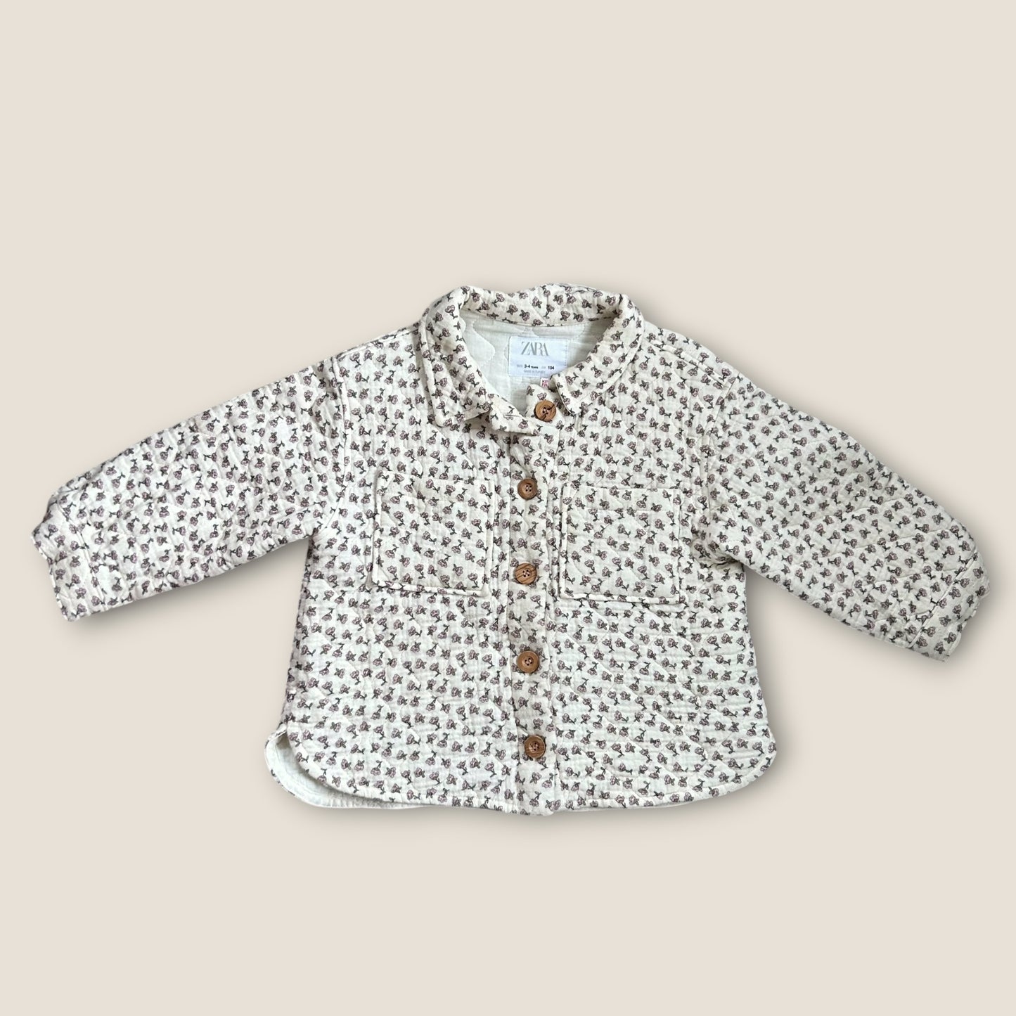 3-4 Years Zara Cream Floral Overshirt Shacket
