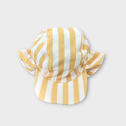 0-6 Months Mustard Yellow Striped Swimming Hat