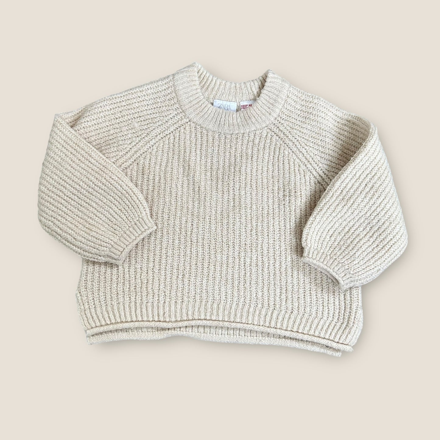 9-12 Months Zara Cream Chunky Rib Knitted Jumper