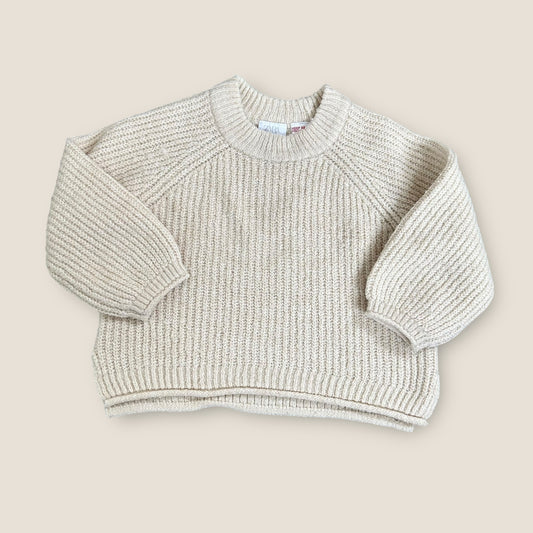 9-12 Months Zara Cream Chunky Rib Knitted Jumper