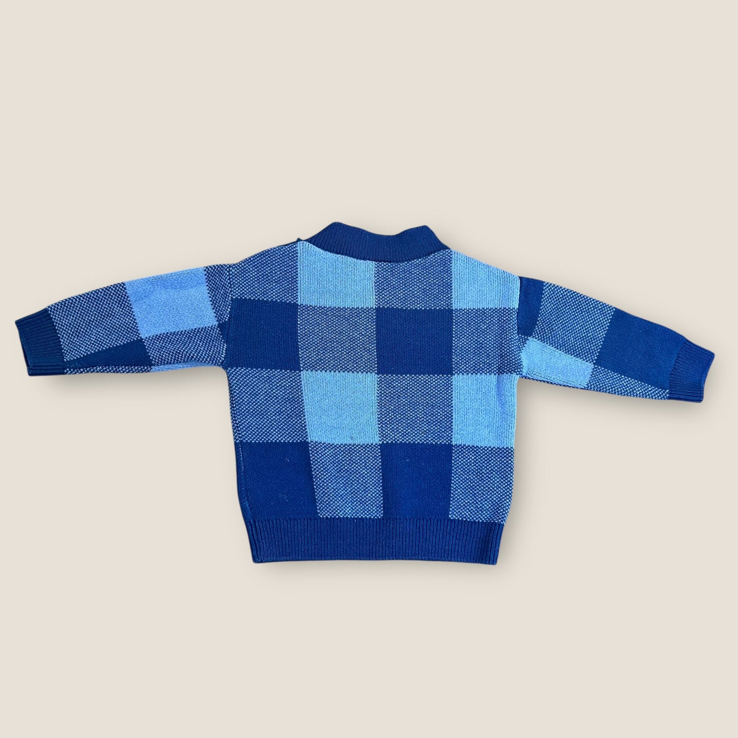 4-6 Months H&M Blue Checkered Knitted Jumper