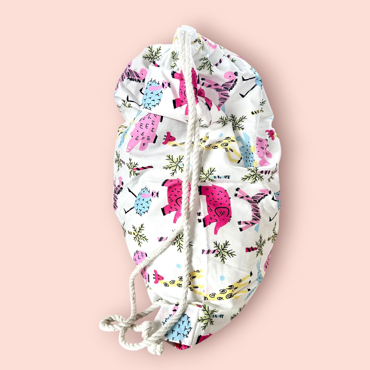 Animals at the Zoo Drawstring Childrens Bag Handmade