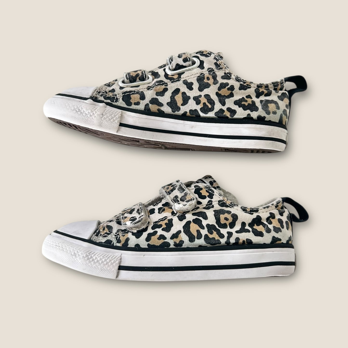 UK Infant Size 9 Leopard Print Low Converse Velcro Trainers