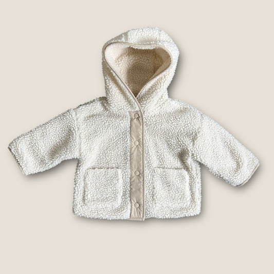 12-18 Months Next Unisex Cream Borg Fleece Jacket Coat