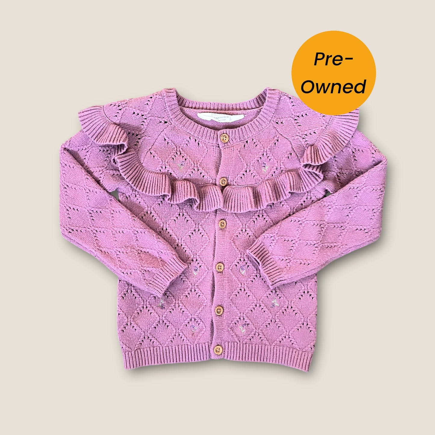 12-18 Months Primark Purple Embroidered Floral Knitted Cardigan
