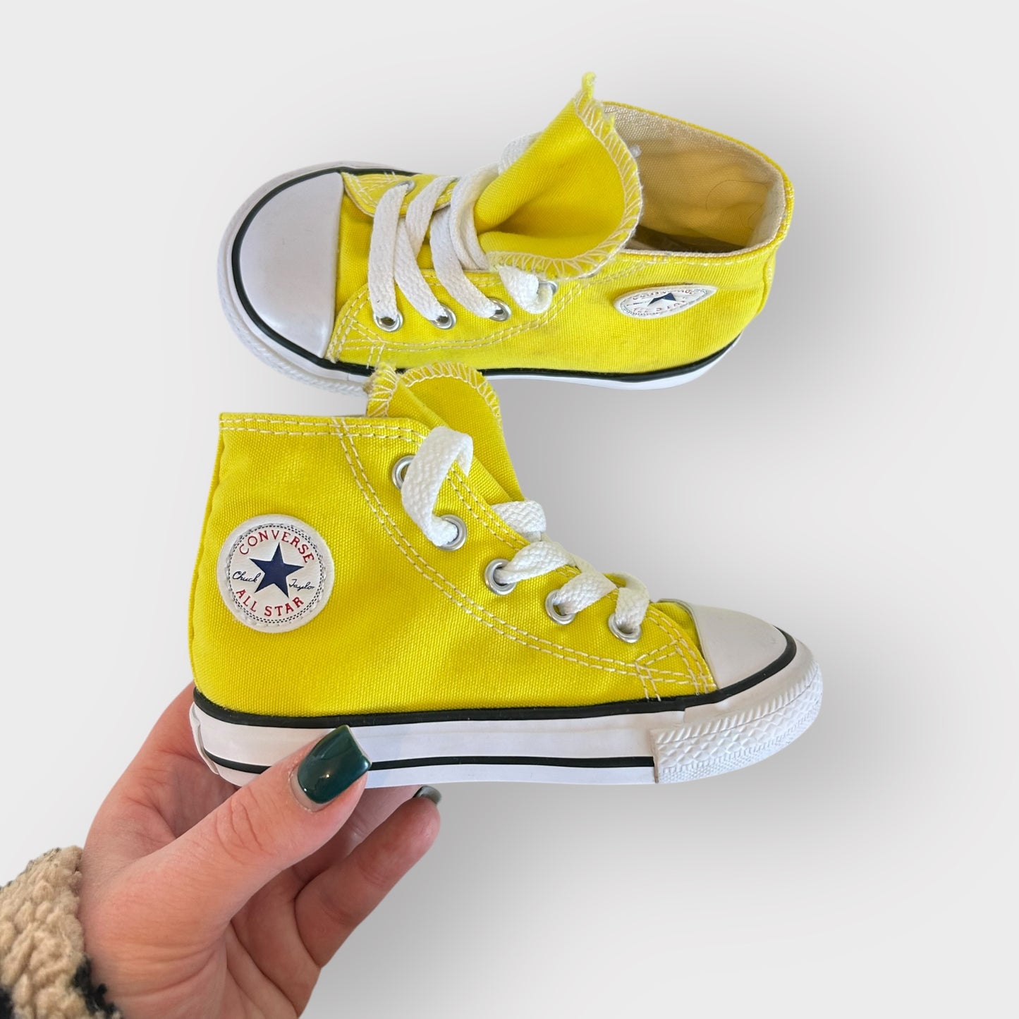 UK Infant 6 EU 22 Bright Yellow Converse High Top Trainers