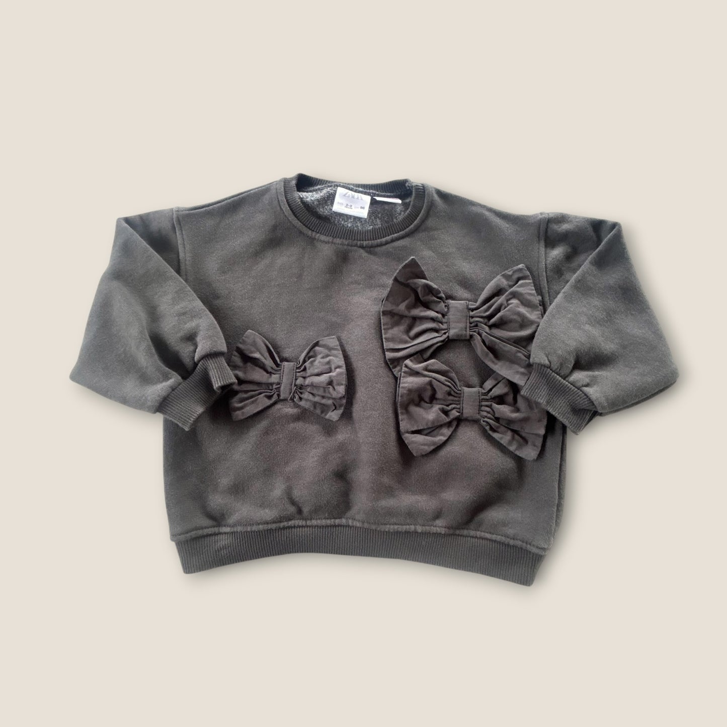 2-3 Years Zara Charcoal Grey Bows Sweatshirt