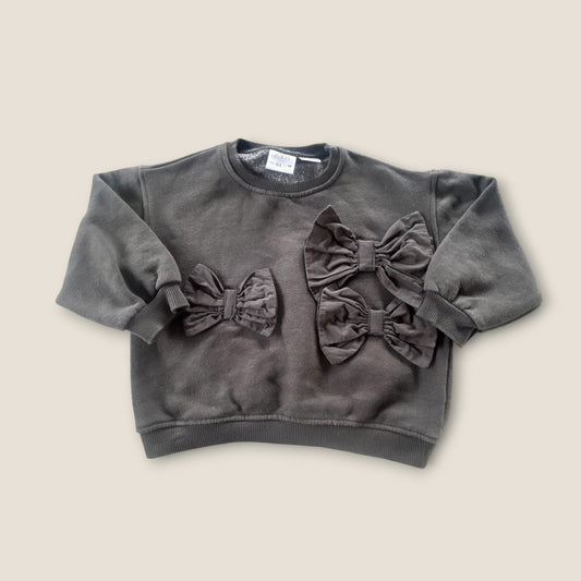 2-3 Years Zara Charcoal Grey Bows Sweatshirt