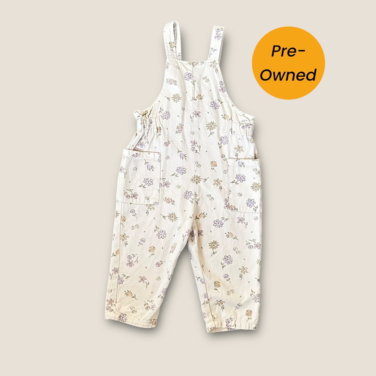 18-24 Months Zara Cream Pastel Floral Denim Dungarees
