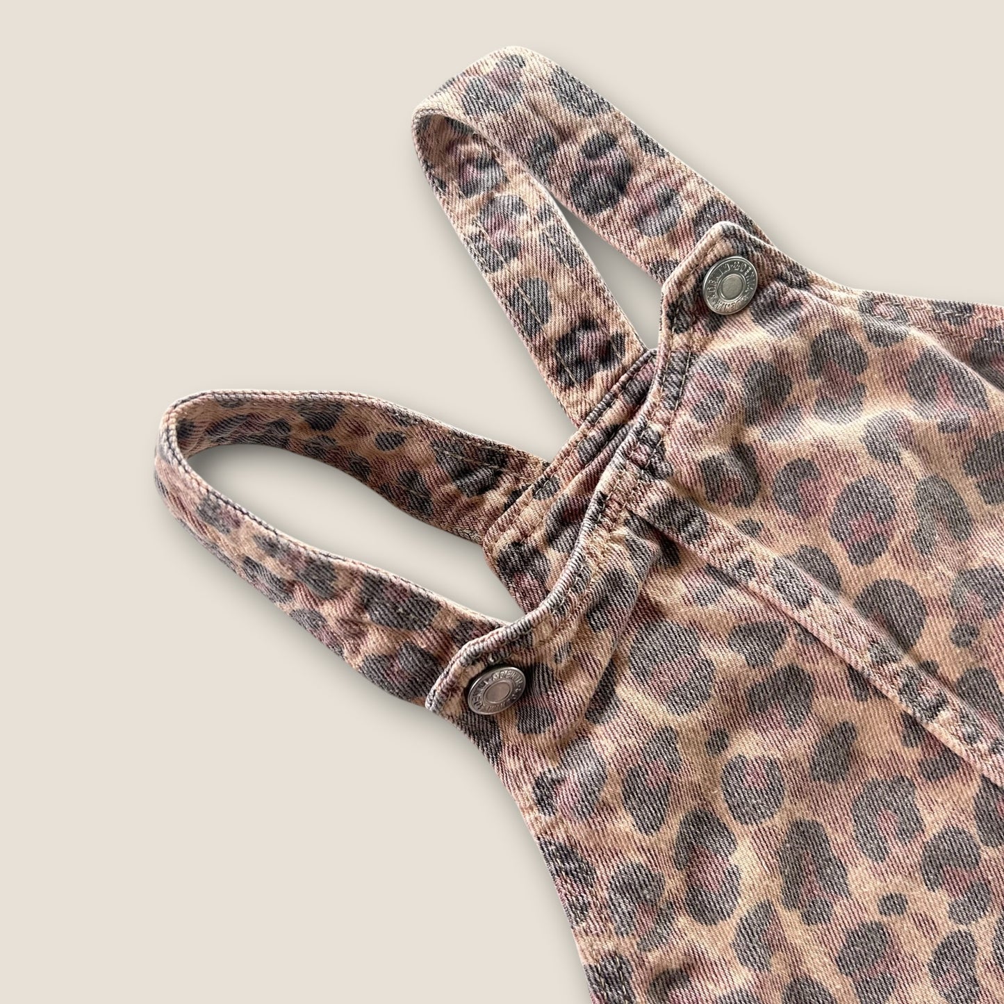 12-18 Months H&M Brown Leopard Print Pinafore Denim Dress