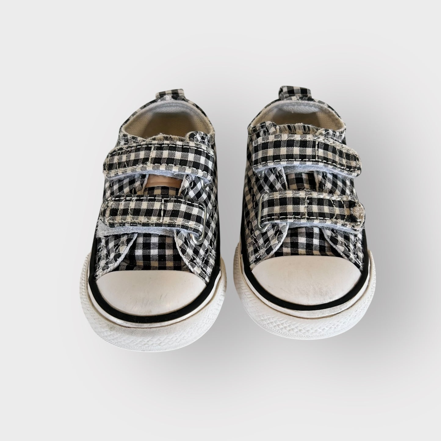 UK Infant 3 EU 19 Black and White Gingham Converse Velcro Trainers