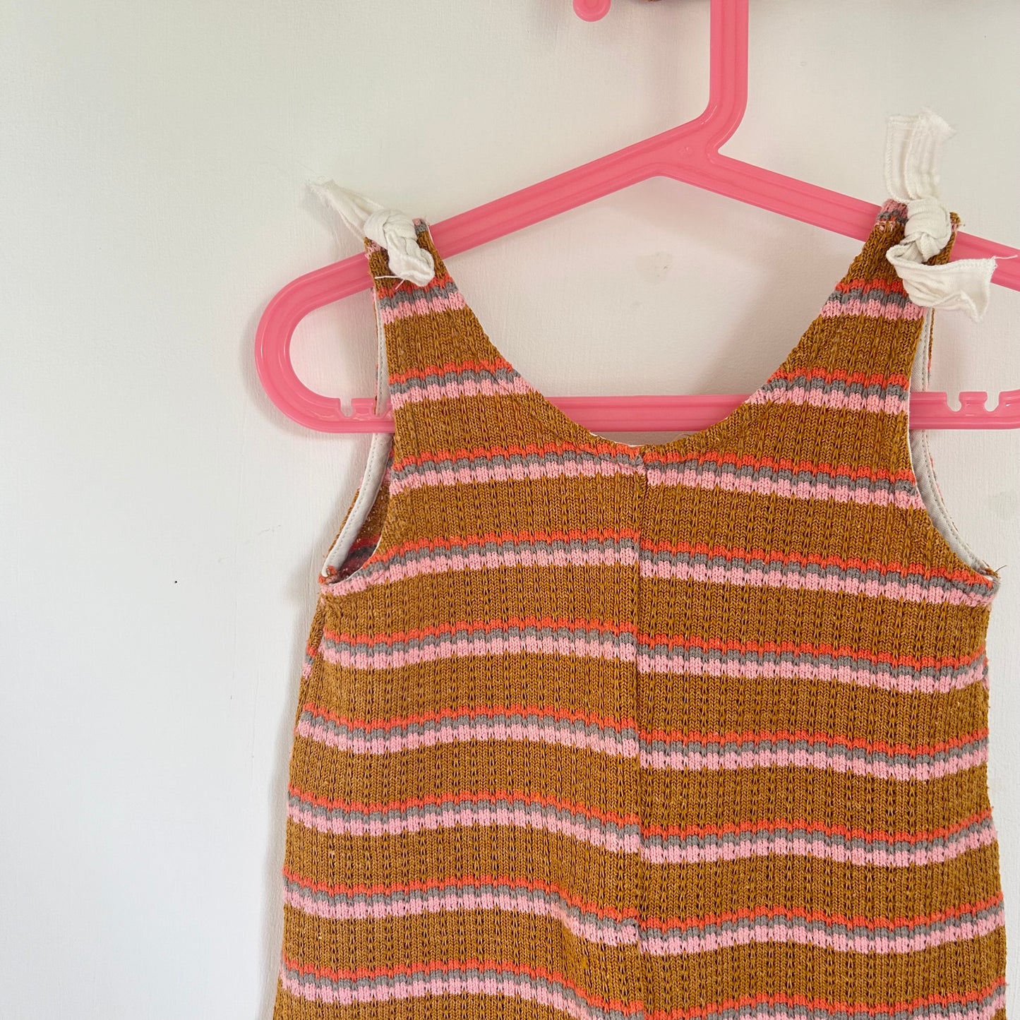 4-5 Years Zara Mustard Yellow and Pink Knitted Woven Romper Shorts Playsuit