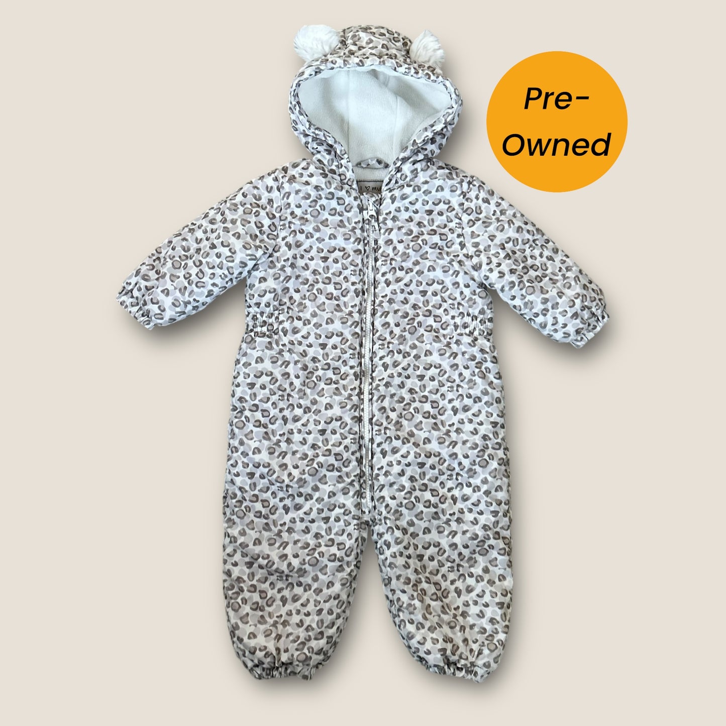 12-18 Months Next Grey and White Leopard Print Snowsuit All in One Coat