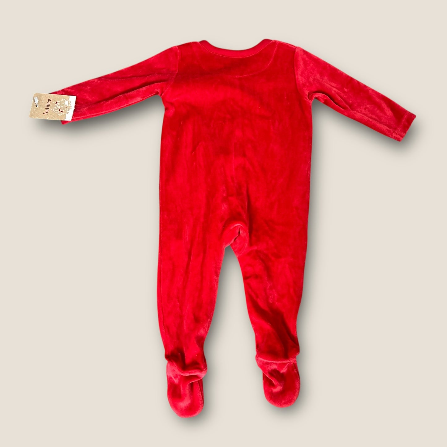 6-9 Months Nutmeg Red Velour Christmas Sleepsuit New with Tags
