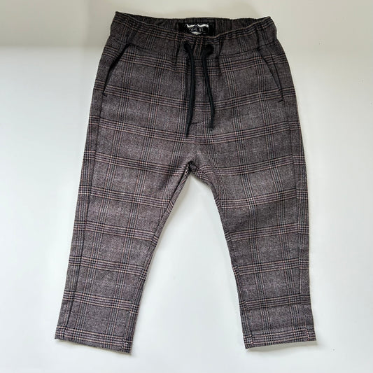 6-9 Months Next Brown Checkered smart joggers Trousers