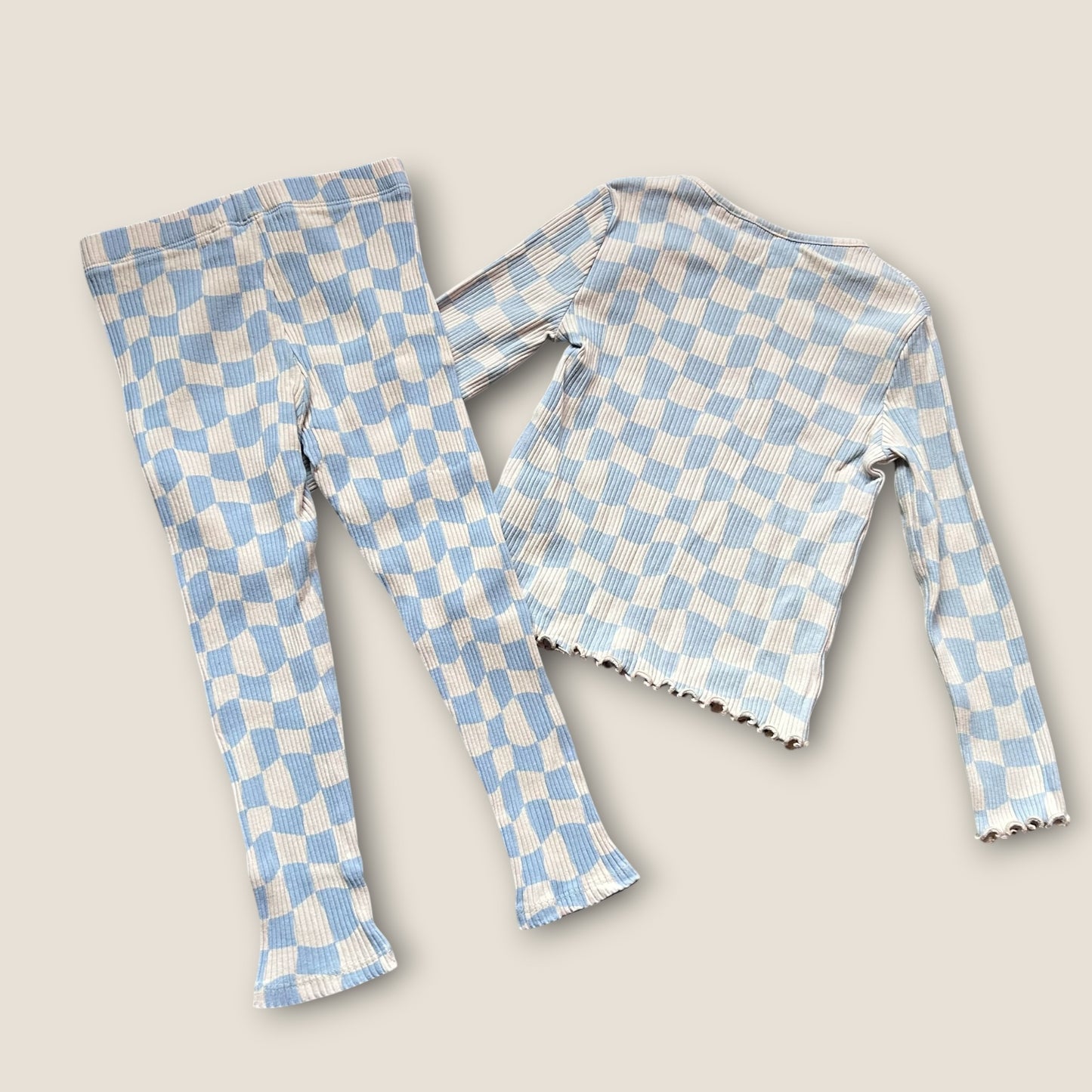 4-5 Years Next Checkerboard Printed Blue Top and Leggings Set Co Ord