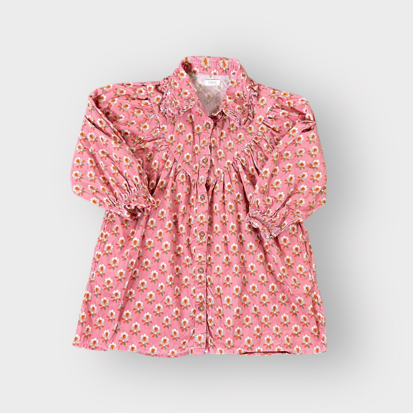 3-4 Years Next Pink Retro Floral Long Sleeved Shirt Dress