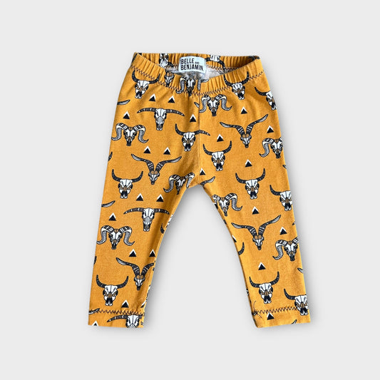 3-6 Months Hand Made Belle & Benjamin Mustard Yellow Animal Leggings