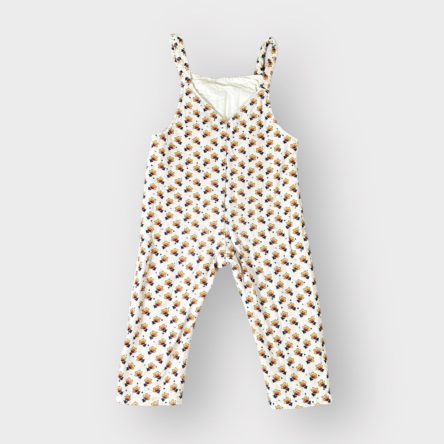 3-4 Years Zara Cream Retro Floral Dungarees