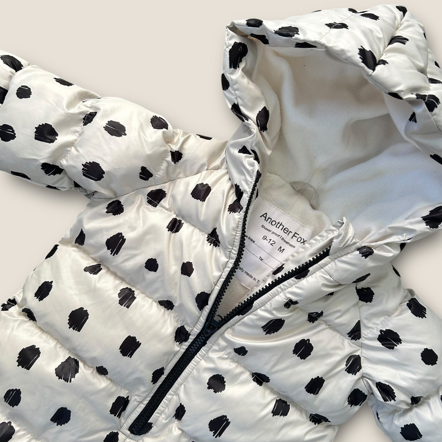 9-12 Months Another Fox Cream and Black Polka Dot Snowsuit