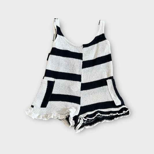 2-3 Years Zara Black and Cream Crochet Knitted Playsuit Romper