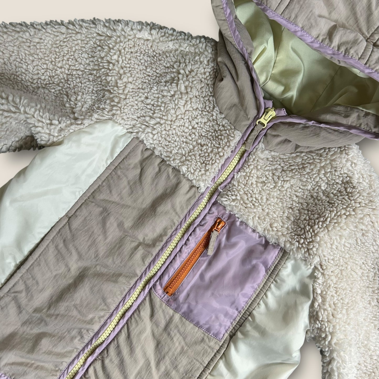 3-4 Years Zara Cream and Pastel Borg Fleece Jacket