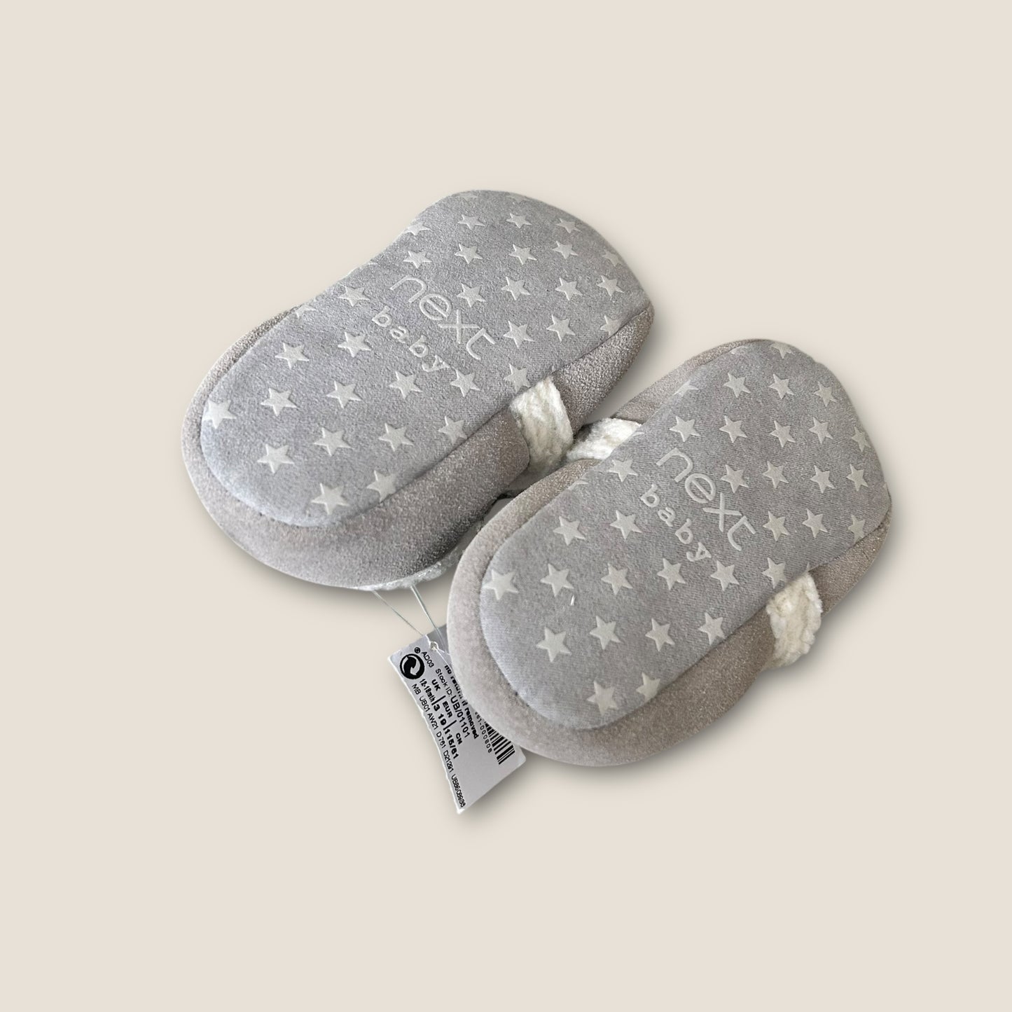 UK Infant Size 3 Next Pre Walker Grey Suede Sherpa Christmas Slippers/Shoes NEW