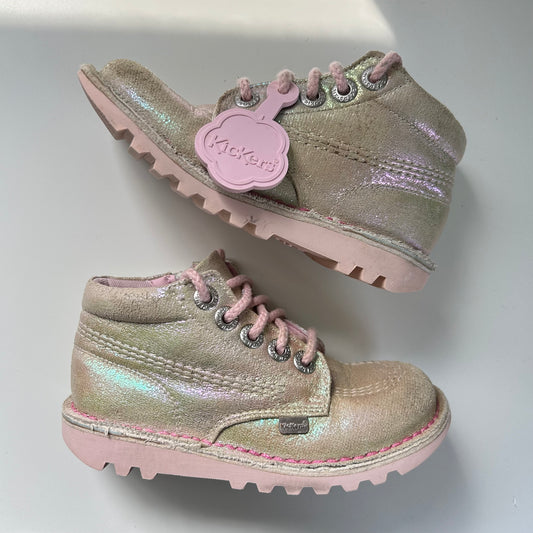 UK infant 12 EU 30 Kickers Boots Pink Pearlescent Shoes