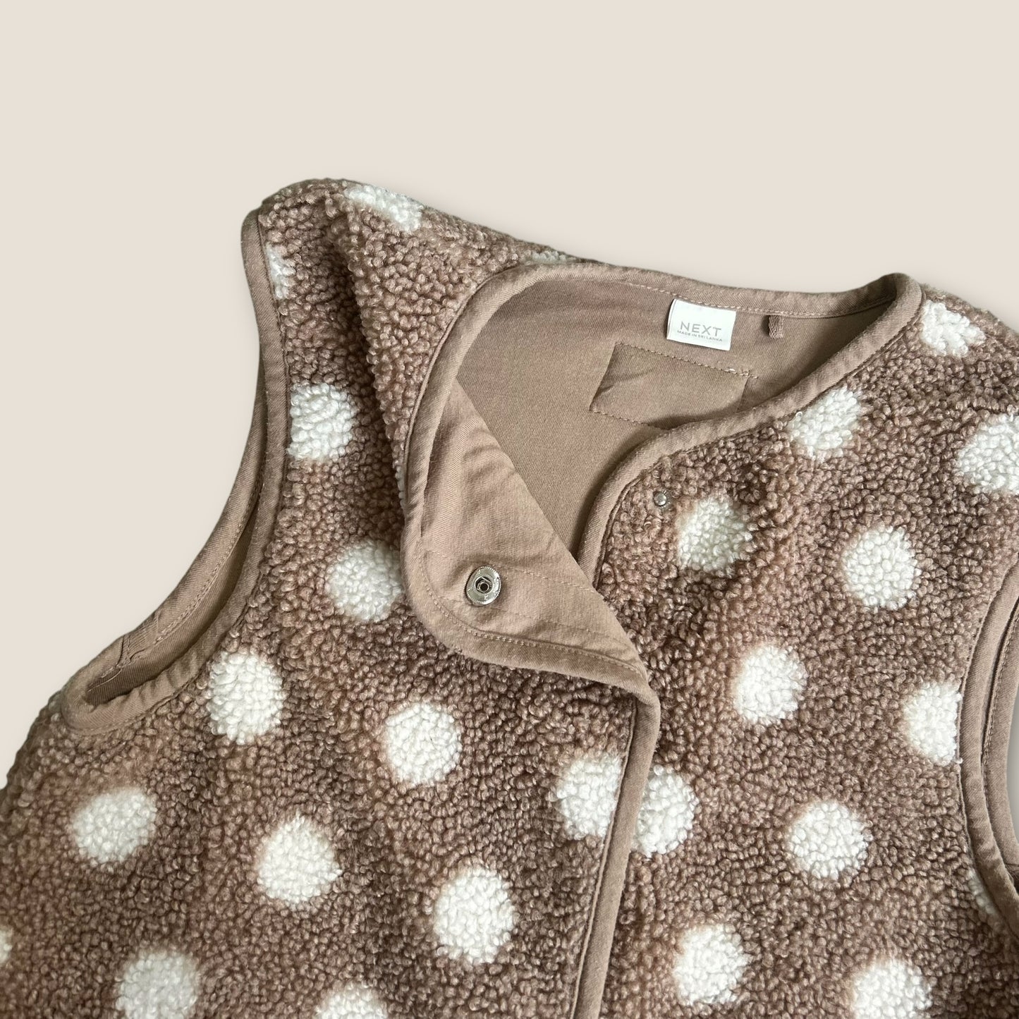 4-5 Years Next Beige Brown Polka Dot Sherpa Gilet Body Warmer Jacket