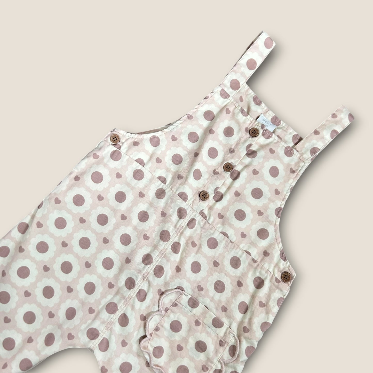 12-18 Months Next Light Retro Floral Dungarees