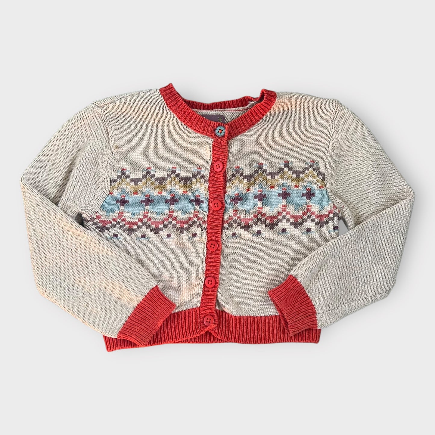 18-24 Months Mamas and Papas Fair Isle Beige Christmas Cardigan