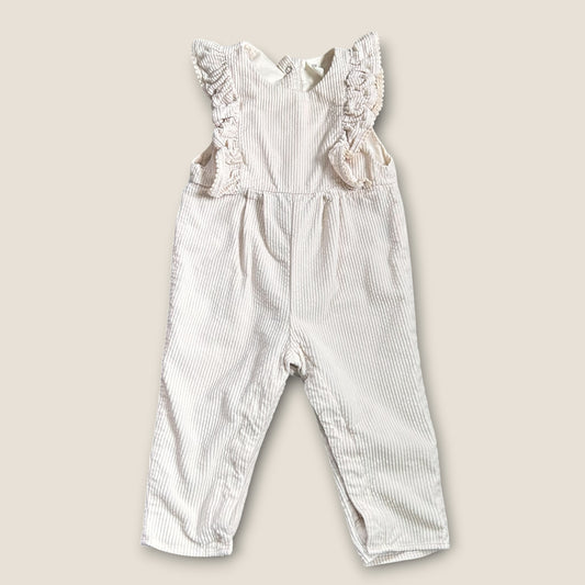 12-18 Months Next Cream Corduroy Frill Dungarees